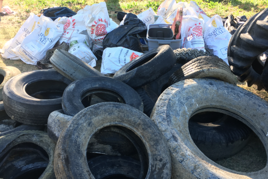 Trash tires and bags 
